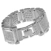 Men's Bracelet CZ Micro Pave Silver Tone Heavy Iced 23MM 8" Inch