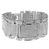 Men's Bracelet CZ Micro Pave Silver Tone Heavy Iced 23MM 8" Inch