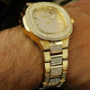 Men's Classy Gold Finish Bling Iced Hip Hop Watch