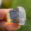 Men's Cross Ring Iced Flooded Out Gold Finish Stainless Steel SZ 7-12