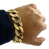 Men's Flat Cuban Link Gold Finish Bracelet 20MM 9"