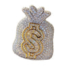 Men's Huge 925 Silver Money Bag $ Dollar Sign Iced Heavy Hip Hop Ring