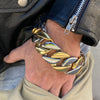 Men's Huge Bracelet 316L Stainless Steel Cuban Two Tone 9.5" x 30MM