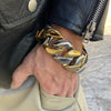 Men's Huge Bracelet 316L Stainless Steel Cuban Two Tone 9.5" x 30MM