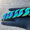 Men's Huge Bracelet Multicolor Iridescent Rainbow 316L Stainless Steel Cuban 8.5" x 30MM