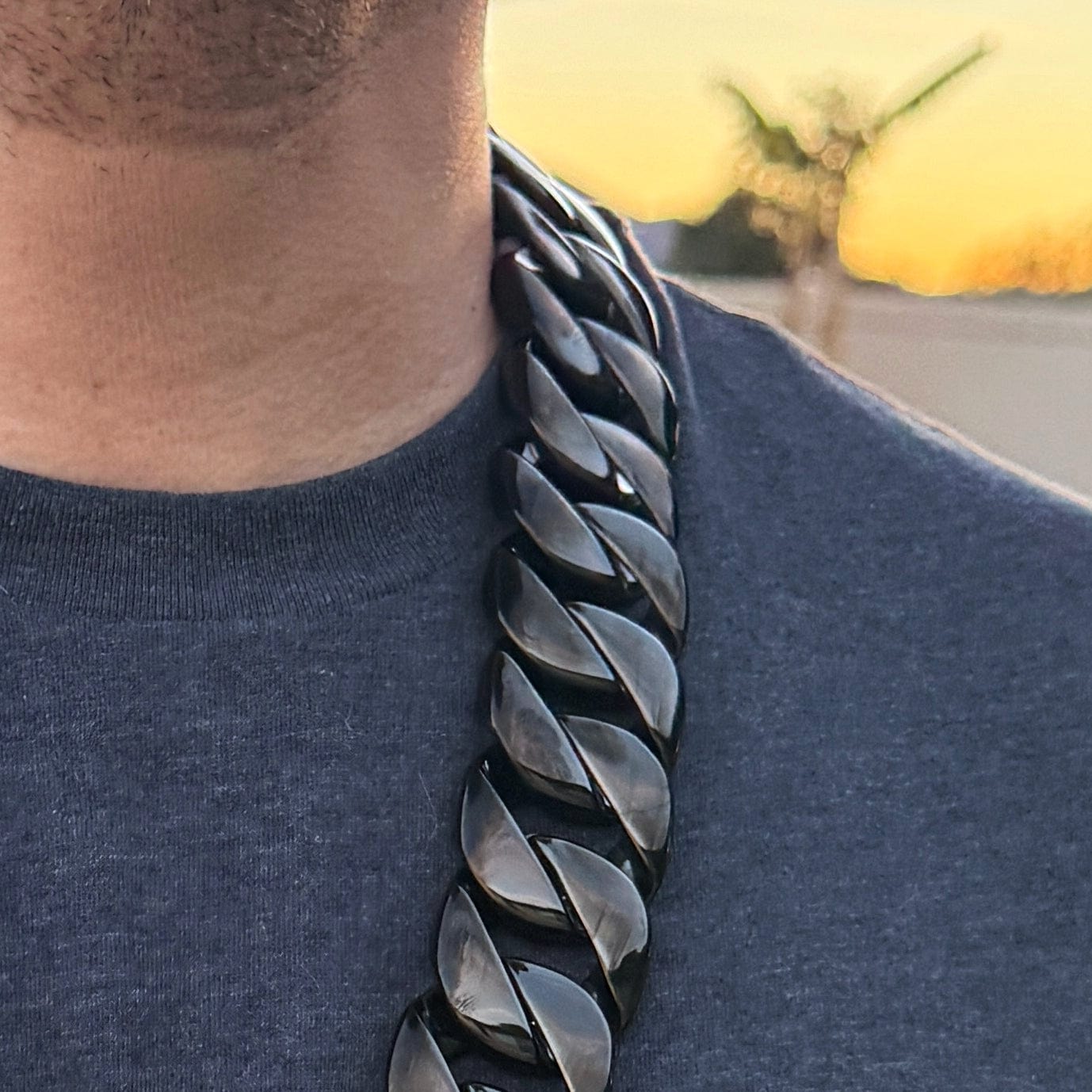 Chain Balck Men's Huge Cuban Link Chain Black Stainless Steel 30MM 24