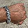 Men's Iced Dome Bracelet Simulated CZ Silver Tone 8.5" x 16MM