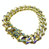 Men's Iridescent Iced Gold Finish Baguette Bracelet 9"