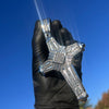 Men's Latin Cross Hip Hop Pendant Silver Tone Iced Bling Out CZ 5"