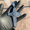 Men's Latin Cross Hip Hop Pendant Silver Tone Iced Bling Out CZ 5"