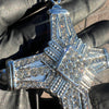 Men's Latin Cross Hip Hop Pendant Silver Tone Iced Bling Out CZ 5"