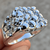 Men’s Shiny Silver Tone Squared-Off Nugget Ring Chunky Size 7-13