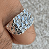 Men’s Shiny Silver Tone Squared-Off Nugget Ring Chunky Size 7-13