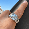 Men’s Shiny Silver Tone Squared-Off Nugget Ring Chunky Size 7-13