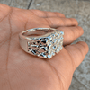 Men’s Shiny Silver Tone Squared-Off Nugget Ring Chunky Size 7-13
