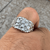 Men’s Shiny Silver Tone Squared-Off Nugget Ring Chunky Size 7-13