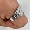 Men’s Shiny Silver Tone Squared-Off Nugget Ring Chunky Size 7-13