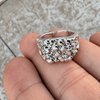 Men’s Shiny Silver Tone Squared-Off Nugget Ring Chunky Size 7-13