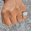 Men’s Shiny Silver Tone Squared-Off Nugget Ring Chunky Size 7-13