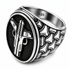 Men's Solid 925 Sterling Silver Dual Pistol Gun Ring Oxidized Size 7-13