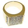 Men's Square Side Pave Gold Finish Iced Flooded Out Hip Hop Ring