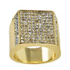 Men's Square Side Pave Gold Finish Iced Flooded Out Hip Hop Ring