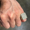 Men's Square Side Pave Gold Finish Iced Flooded Out Hip Hop Ring