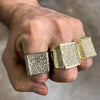 Men's Square Side Pave Gold Finish Iced Flooded Out Hip Hop Ring