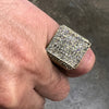 Men's Square Side Pave Gold Finish Iced Flooded Out Hip Hop Ring