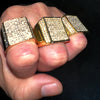 Men's Square Side Pave Gold Finish Iced Flooded Out Hip Hop Ring