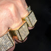 Men's Square Side Pave Gold Finish Iced Flooded Out Hip Hop Ring