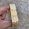 Mens 14K Gold Finish "Gold Nugget" Bracelet Big 24MM Thick x 8" Inch