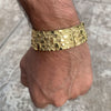 Mens 14K Gold Finish "Gold Nugget" Bracelet Big 24MM Thick x 8" Inch