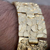 Mens 14K Gold Finish "Gold Nugget" Bracelet Big 24MM Thick x 8" Inch