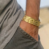 Mens 14K Gold Finish "Gold Nugget" Bracelet Big 24MM Thick x 8" Inch