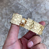 Mens 14K Gold Finish "Gold Nugget" Bracelet Big 24MM Thick x 8" Inch