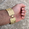 Mens 14K Gold Finish "Gold Nugget" Bracelet Big 24MM Thick x 8" Inch