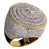 Mens Big CZ Iced Flower Cluster Gold Finish Ring 20MM