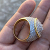 Mens Big CZ Iced Flower Cluster Gold Finish Ring 20MM