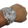 Mens Big Face Micro Pave Silver Tone Iced Flooded Out Watch