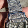 Mens Big Hip Hop Watch Blue Hands Iced Square Face Silver Tone 8"