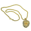 Mens Black & Gold Finish Iced Lion 24" Rope Chain Necklace