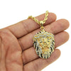 Mens Black & Gold Finish Iced Lion 24" Rope Chain Necklace