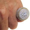 Mens CZ Flower Cluster Ring Huge 25MM Two-Tone