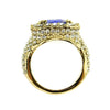 Mens Faux Blue Sapphire Stone Gold Finish Hip Hop Ring