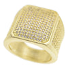 Mens Gold Finish Domed Square Iced CZ Ring 20x18MM