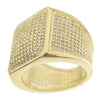 Mens Gold Finish Domed Square Iced CZ Ring 20x18MM