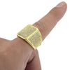 Mens Gold Finish Domed Square Iced CZ Ring 20x18MM