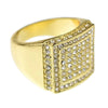 Mens Gold Finish Double Square Iced Bling Ring