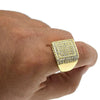 Mens Gold Finish Double Square Iced Bling Ring